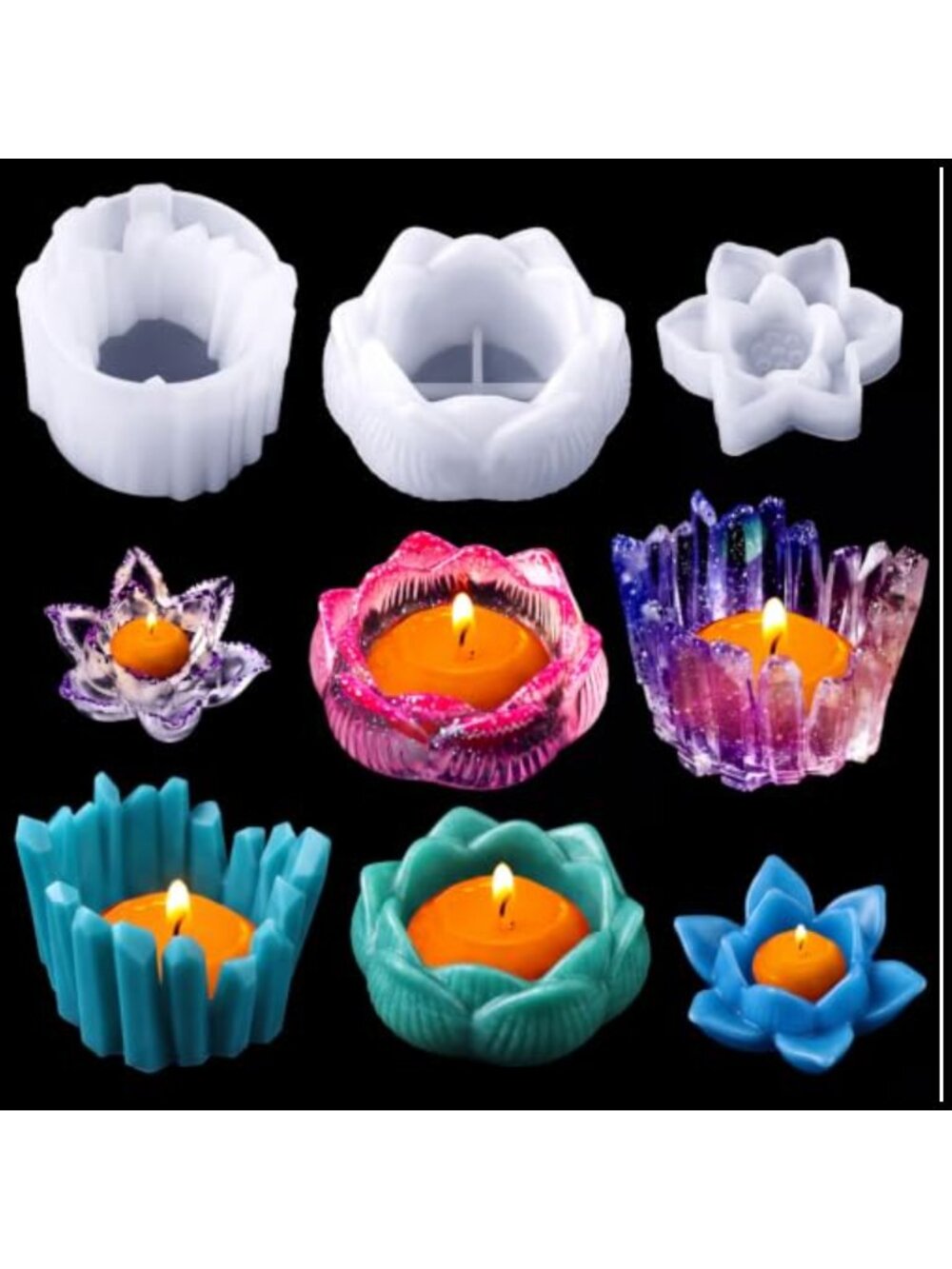 Set of 3 Silicone Tealight Candle Holder Molds for Resin Casting DIY